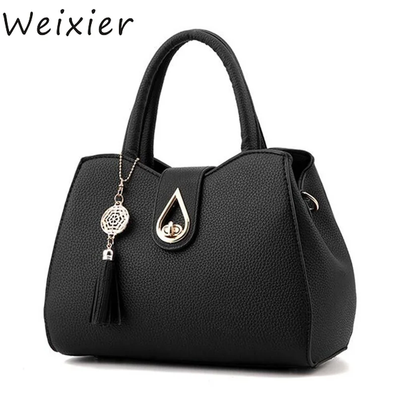 

WEIXIER Famous Brand Women Bag Top-Handle Bags 2019 New Fashion Women Messenger Bags bag Set PU Leather totes Bag LY-63