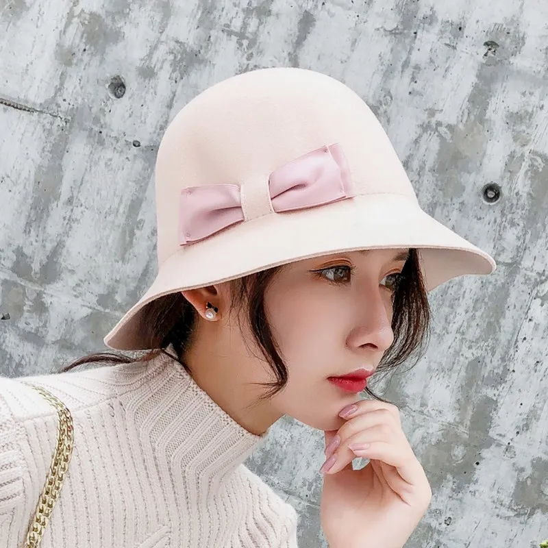 Винтажная Черная Женская Дамская Шляпка колокольчиком шляпа котелок с широкими