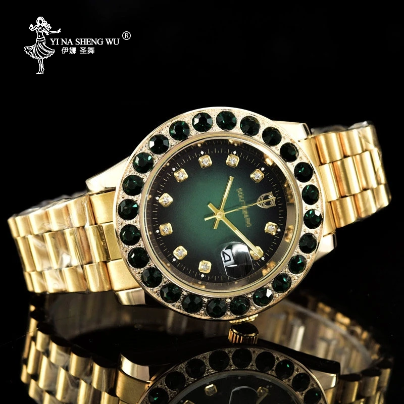 

2020 Fashion Gold Watch Men GMT Rotatable Bezel Sapphire Glass Stainless Steel Band Sport Quartz WristWatches 44MM Reloj Relogio