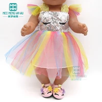 clothes for doll sequined dress shoes fit 43 45cm baby toy new born doll and american doll accessories girls gift