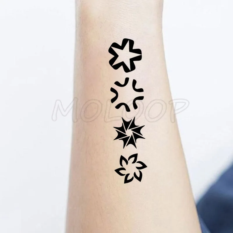 

Водостойкие временные тату-наклейки, тату в виде звезды, тотема, снежинки, тату маленького размера, флэш-тату, искусственные татуировки для ...