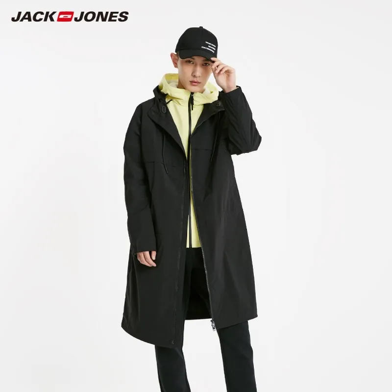 Мужской Тренч с капюшоном JackJones однотонный средней длины одежда для мужчин