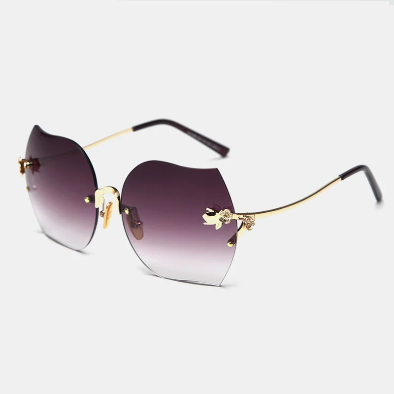 C20 Gold-Purple Новые модные женские солнцезащитные очки ROYAL GIRL, брендовые дизайнерские большие солнцезащитные очки с цветочной отделкой ss294 - Цвет линз: C20 Gold-Purple
