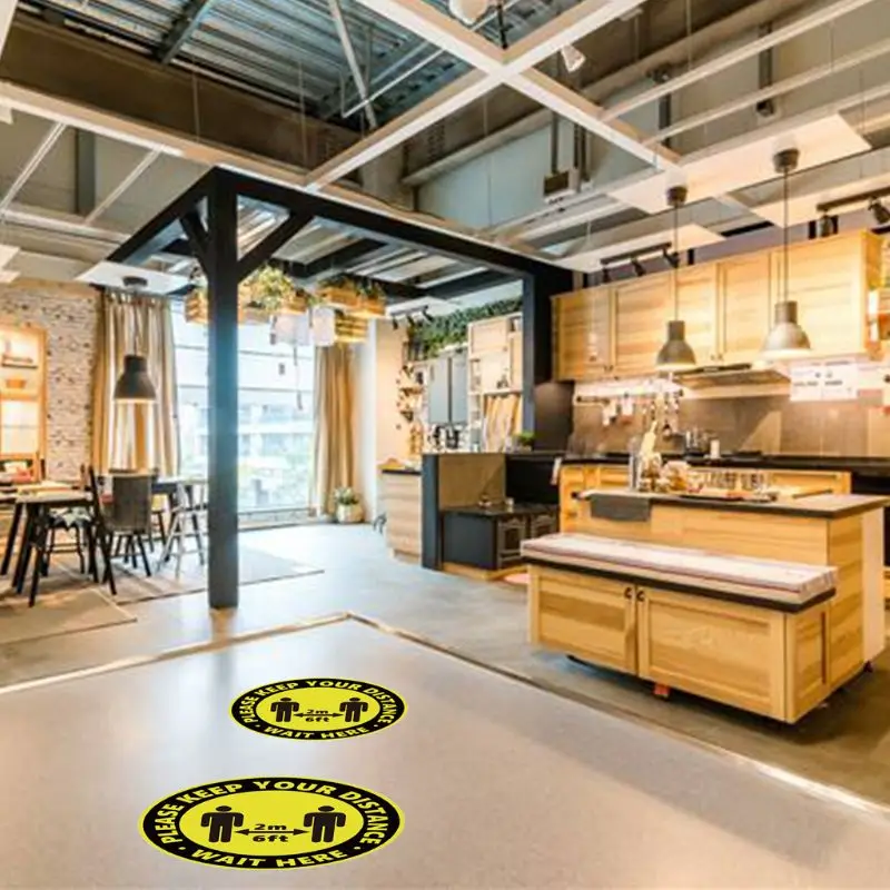 

Round Circle Sticker Keep Social Distance Safety Floor Sign People Gathering Control Adhesive Paster