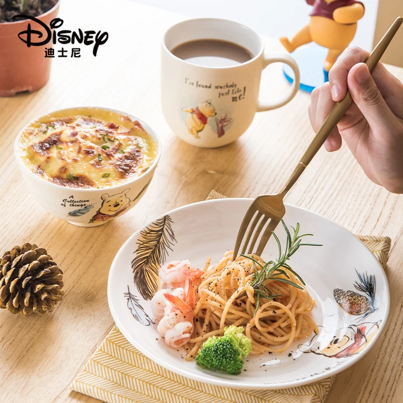 Disney Authentic 4 Pcs Tableware Set Fashion Cartoon Ceramic Bowl Plate Cup Spoon Set With Box Christmas Gift