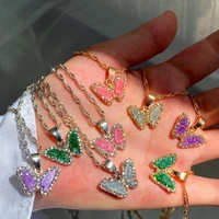 trendy new shiny crystal butterfly pendant necklace for women simple gold silver color clavicle chain necklace 2020 jewelry gift