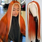 Парик Allove Ginger, прямой парик на сетке спереди 13x4, прозрачный парик на сетке спереди, парик 613 блонд, цветные парики из человеческих волос для женщин