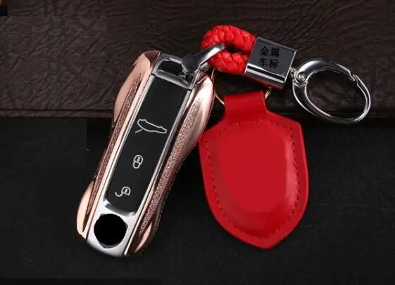 rose gold Ключ с бриллиантами кольцо сумка крышка брелок декорация ключ чехол для Porsche Panamera Cayenne - Название цвета: rose gold