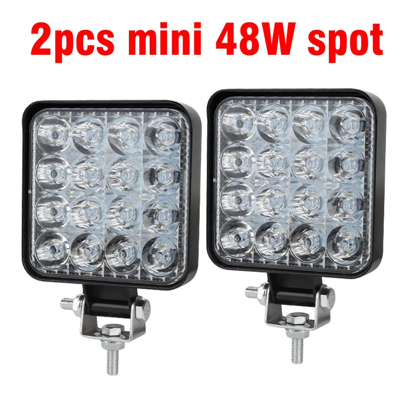 2pcs Mini 48W Spot OKEEN мини 16 светодиодный 27 Вт 48 Вт светодиодный рабочий светильник квадратный Точечный светильник 12 В 24 В внедорожный светодиодный светильник для грузовика внедорожный 4X4 4WD автомобиль внедорожник ATV - Цвет: 2pcs Mini 48W Spot