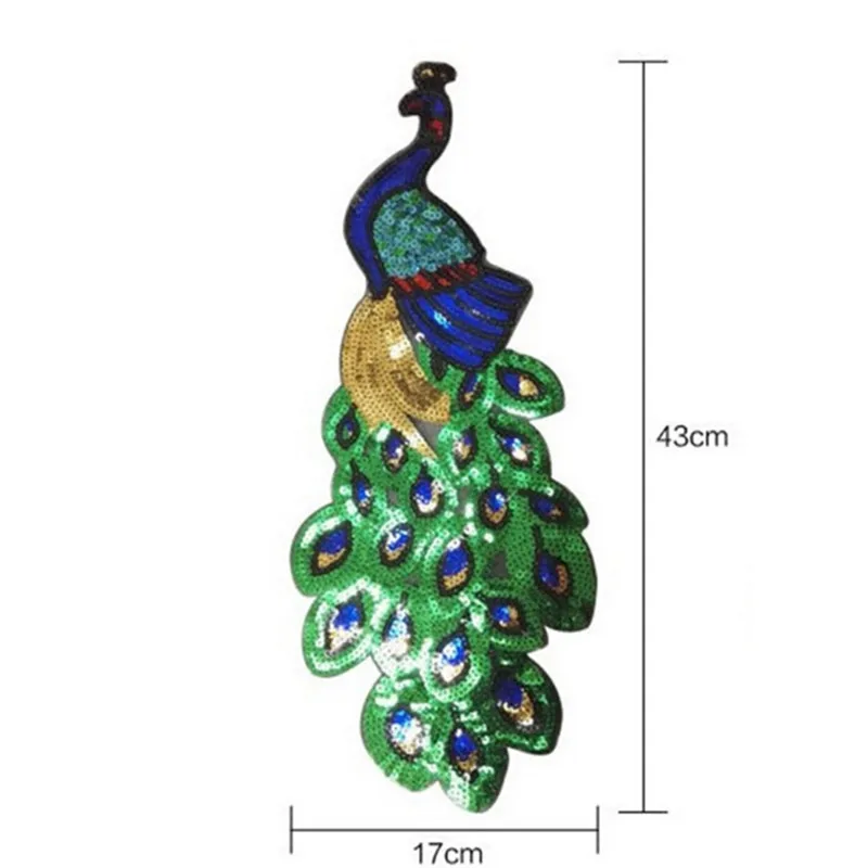 

Hot Sale Peacock Sequins Patches For Clothing Sewing Garment Applique Embroidery Diy Accessory Party Decoration 1PCS