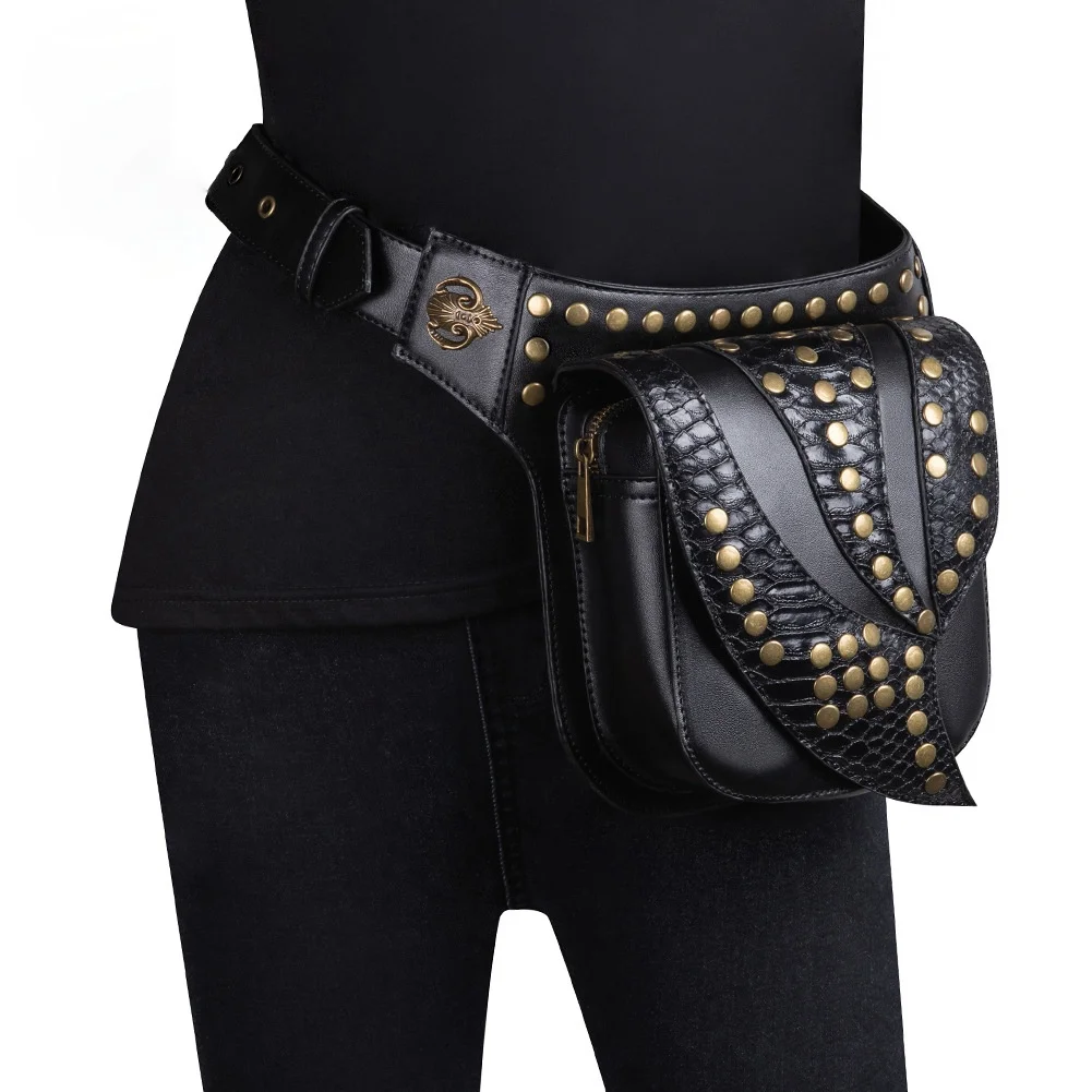 

new 2021 fanny pack lady Steampunk rock motorcycle bag with one-shoulder cross-body bag for women Goth Money Clip