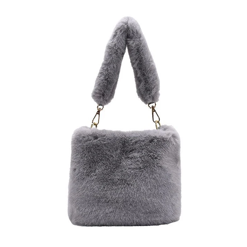 

Faux Fur Bucket Bags For Women 2020 Winter New Plush Handbags Shoulder Bags Female Designer Ladies Crossbody Bag Bolsa Feminina