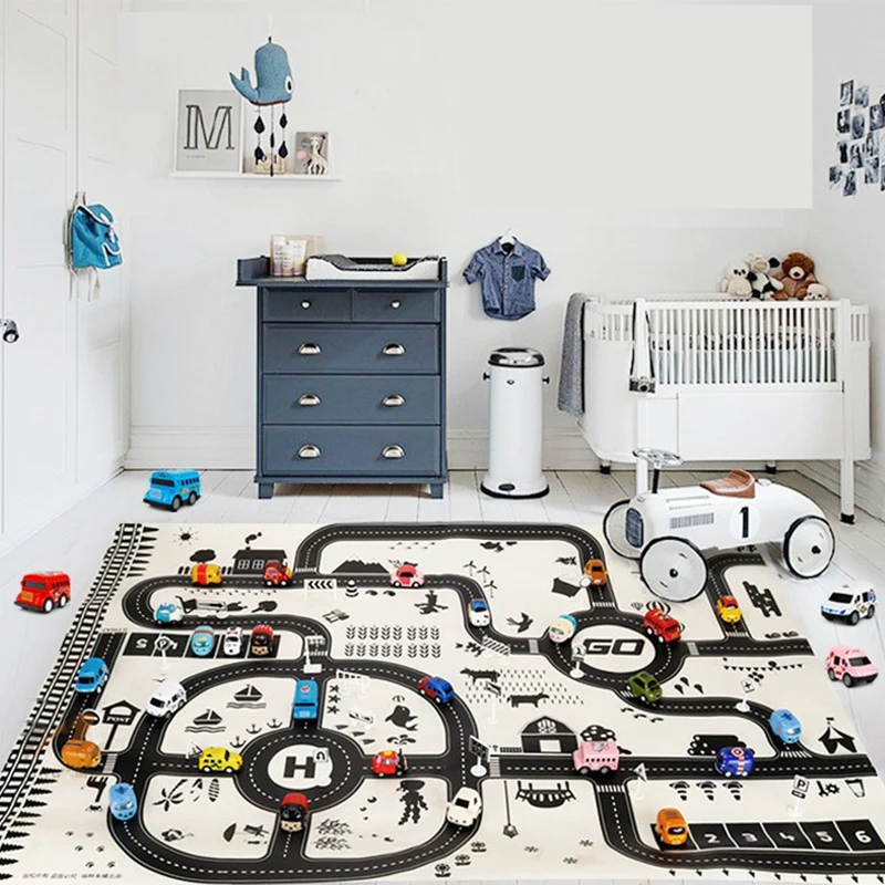 

Car Park Play Mat Waterproof Parking Lot Rug Model Crawling Mat Multifunction Toy For 4-6 Years Old Children