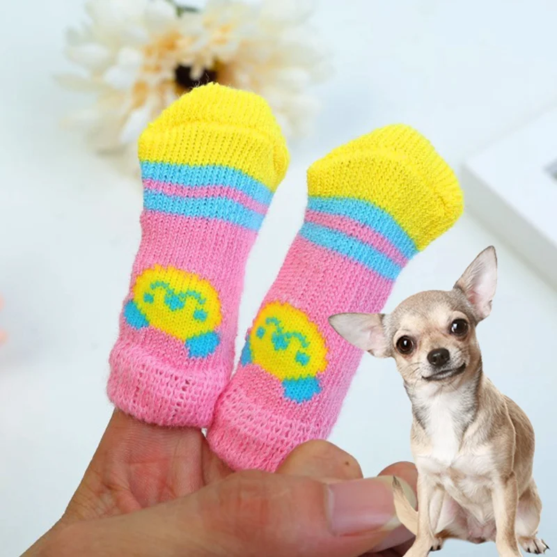 Зимние носки для собак нескользящая обувь домашних животных щенков маленьких