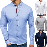 2020 casual long sleeve shirt mens new products solid color striped shirt mens free shipping