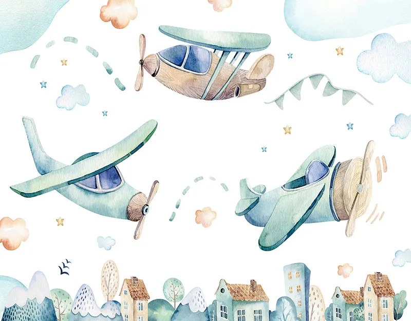 

Photography Background cartoon airplanes Printed Kids Newborn Baby Shower Photo Backdrop