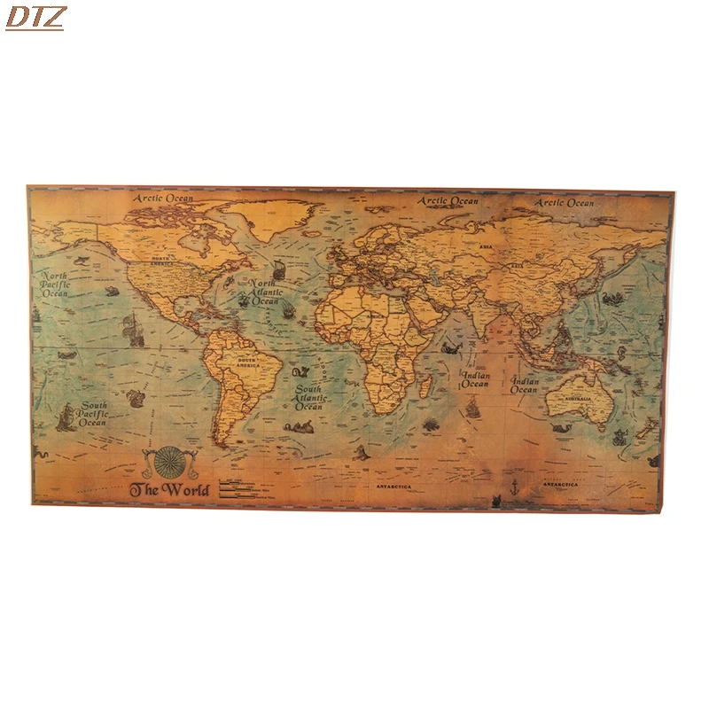

72*36cm World Map Journal Poster Retro World Personalized Poster Decoration