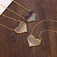 womens gold cz heart rainbow necklace pendant choker colorful copper snake chain necklace jewelry zircons necklace for women
