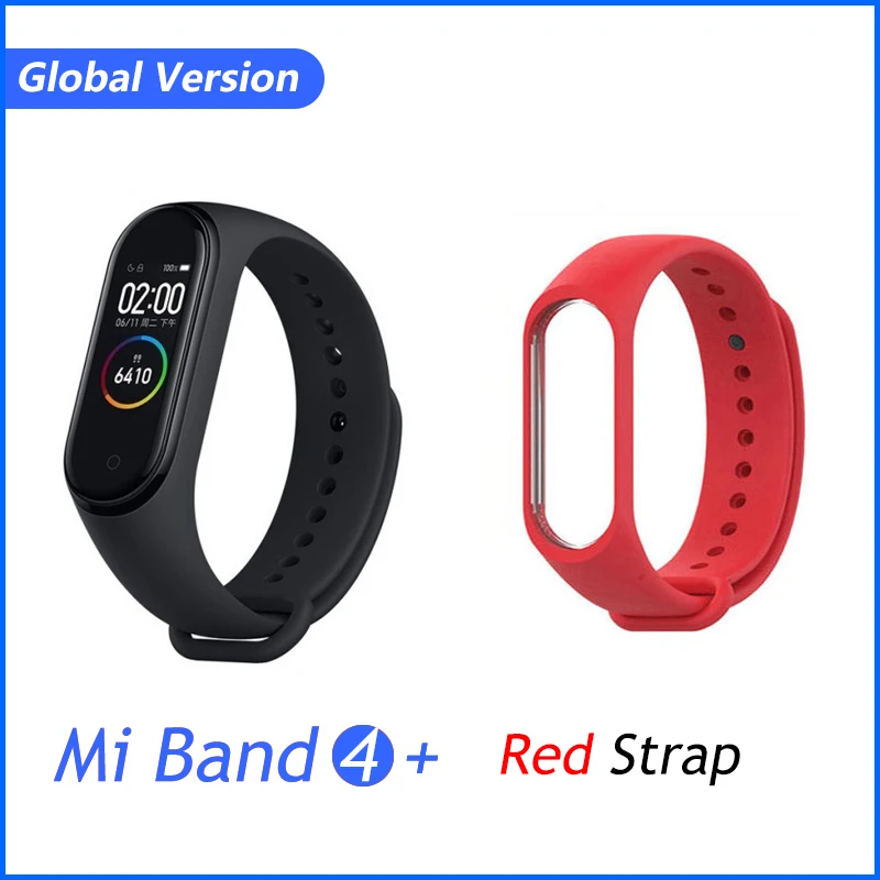 GB Red Strap Xiaomi mi-браслет 4 музыкальный смарт-браслет mi Band 4 браслет пульсометр фитнес 135 мАч цветной экран Bluetooth 5,0 браслеты - Цвет: GB Red Strap