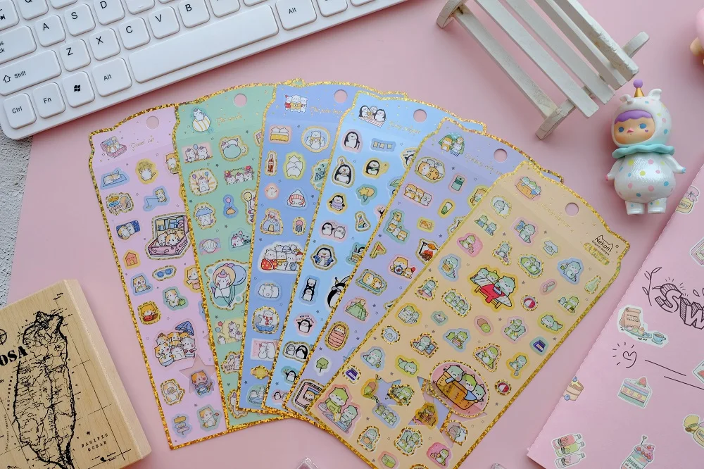 Nekoni Kawaii маленький Животные золочение декоративные из рисовой бумаги наклейки Скрапбукинг палка Labell дневник Канцелярские Стикеры для альбомов