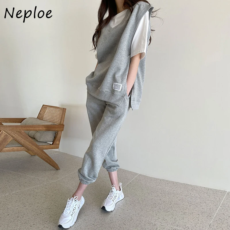 Комплект из двух предметов Neploe для женщин Корейская шикарная Свободная майка с