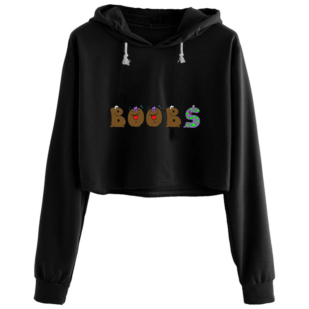 

Boob Friends Crop Hoodies Women Emo Aesthetic Kpop Korean Pullover For Girls