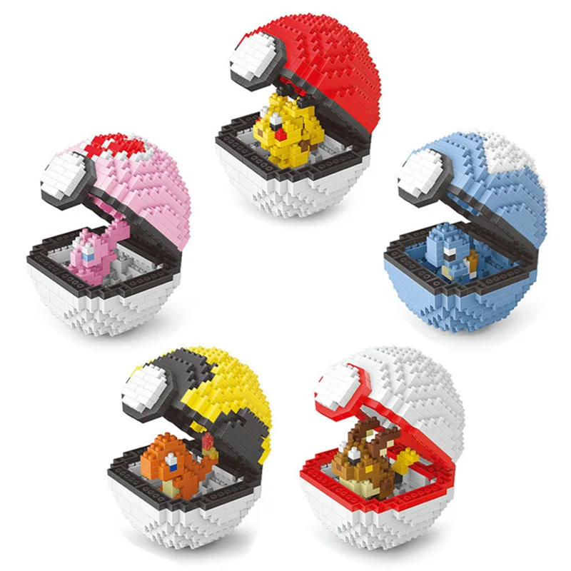 Takara Tomy Покемон маленькие частицы вставки блоки эльф Пикачу мяч мультфильм Аниме