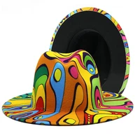 hot style unisex fedora hat felt fashion cap tie dyed lady bowler hats british style spring fedoras panama caps