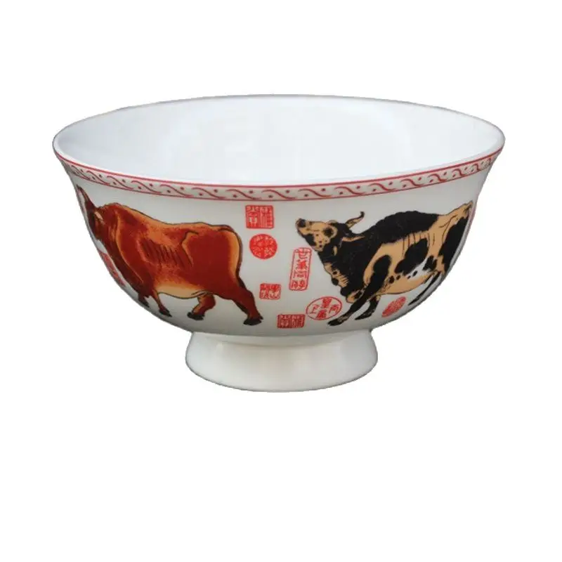 

Китайская старая фарфоровая Пастельная фарфоровая чаша Five Ox