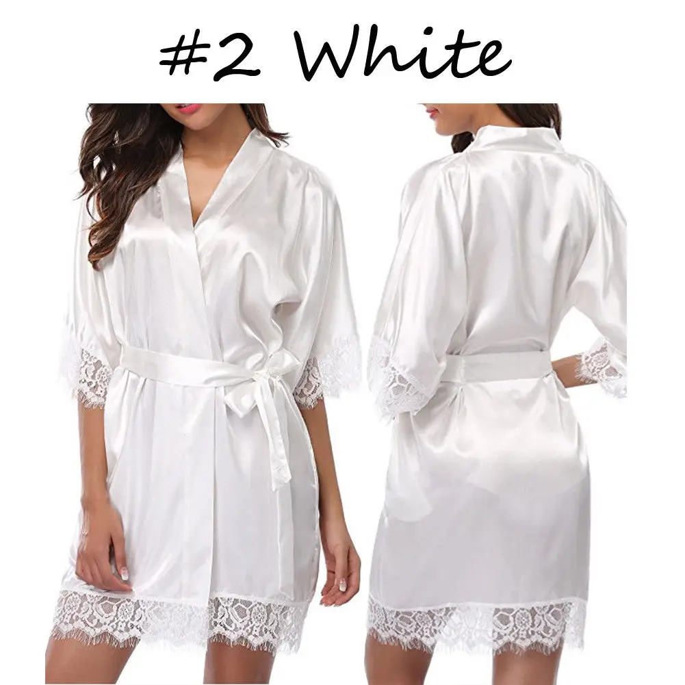 

Sexy Womens Ladies Bride Robes Kimono Robe Satin Silk Lace Night Wear Gown Sleepwear