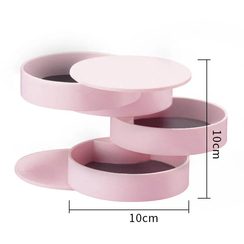 

Portable Four floors Rotation Multifunction Jewelry Storage Box Necklace Earrings Ring Makeup Organizer Desktop finishing