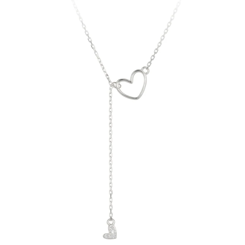 

Necklace for Women Silver 925 Sterling Small Design Sweater Chain Inlaid Temperament Simple Love Chain Gift for His Girlfriend