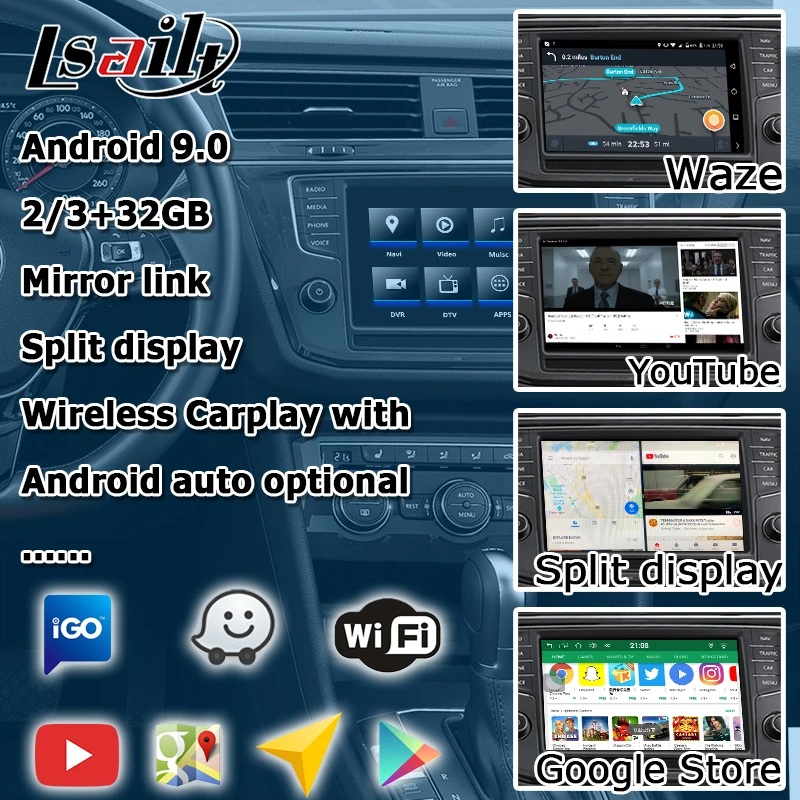 Интерфейсная коробка Android / carplay для Volkswagen Touran 6 5 8 9 2 дюйма видеоинтерфейс