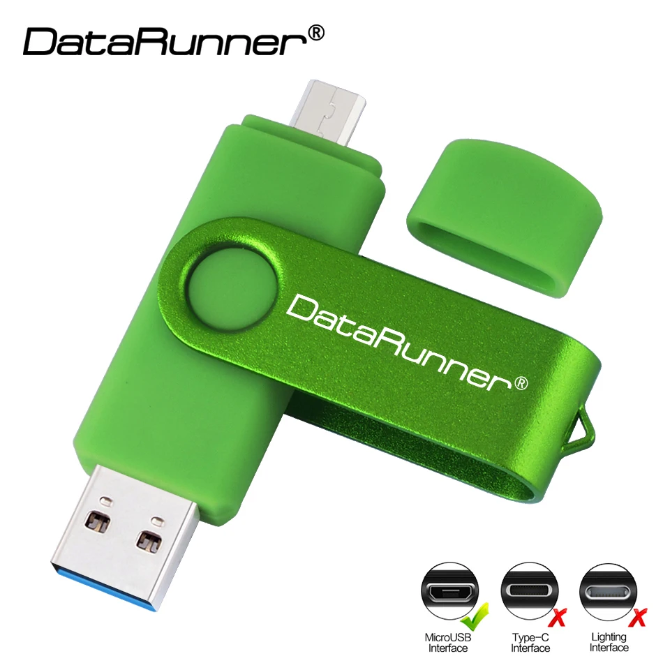 Флеш-накопитель DataRunner USB 3 0 OTG для Android/планшетного ПК 16 ГБ 32 64 128 256 | Компьютеры и
