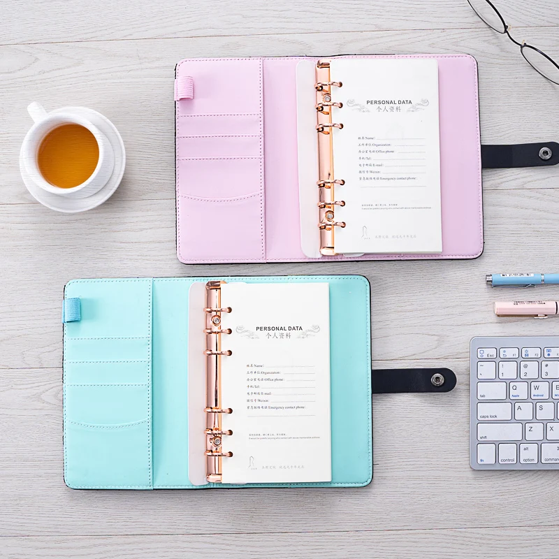 Vintage Leather Diary Travel Journal Notebook Mini Pocket Refillable Ring Binder A6 A5 Kawaii Black Quilted Planner | Канцтовары для