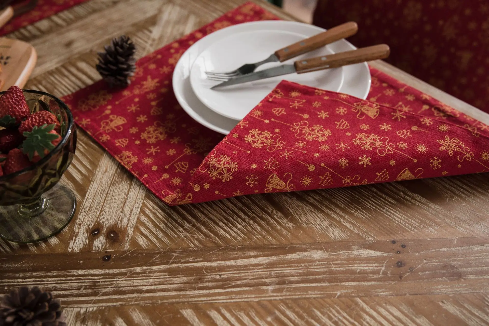 Позолоченный ветряной колокольчик Новый год Рождество коврик ткань хлопок лен