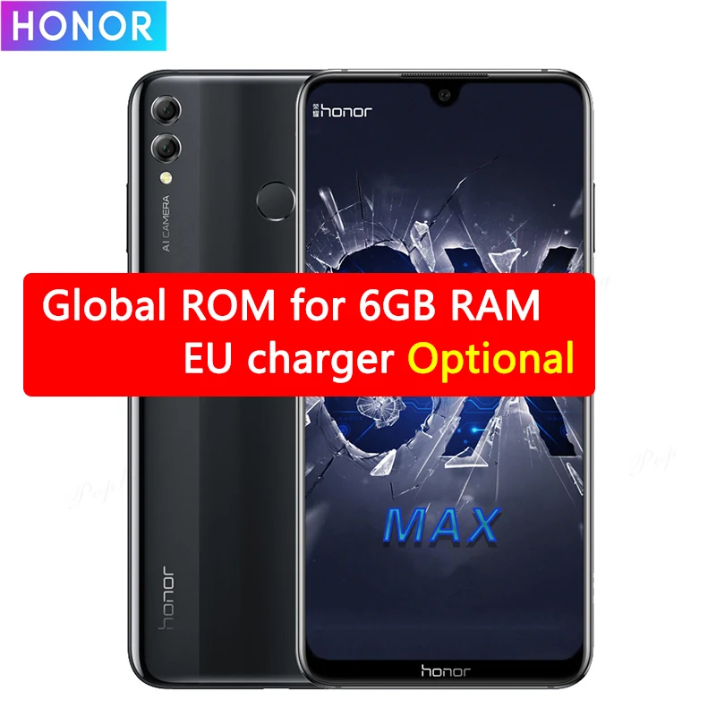 Honor 8X Max 7,12 дюйма Мобильный телефон Android 8,1 16 МП Восьмиядерный экран отпечатков пальцев ID 4900 мАч батарея смартфон
