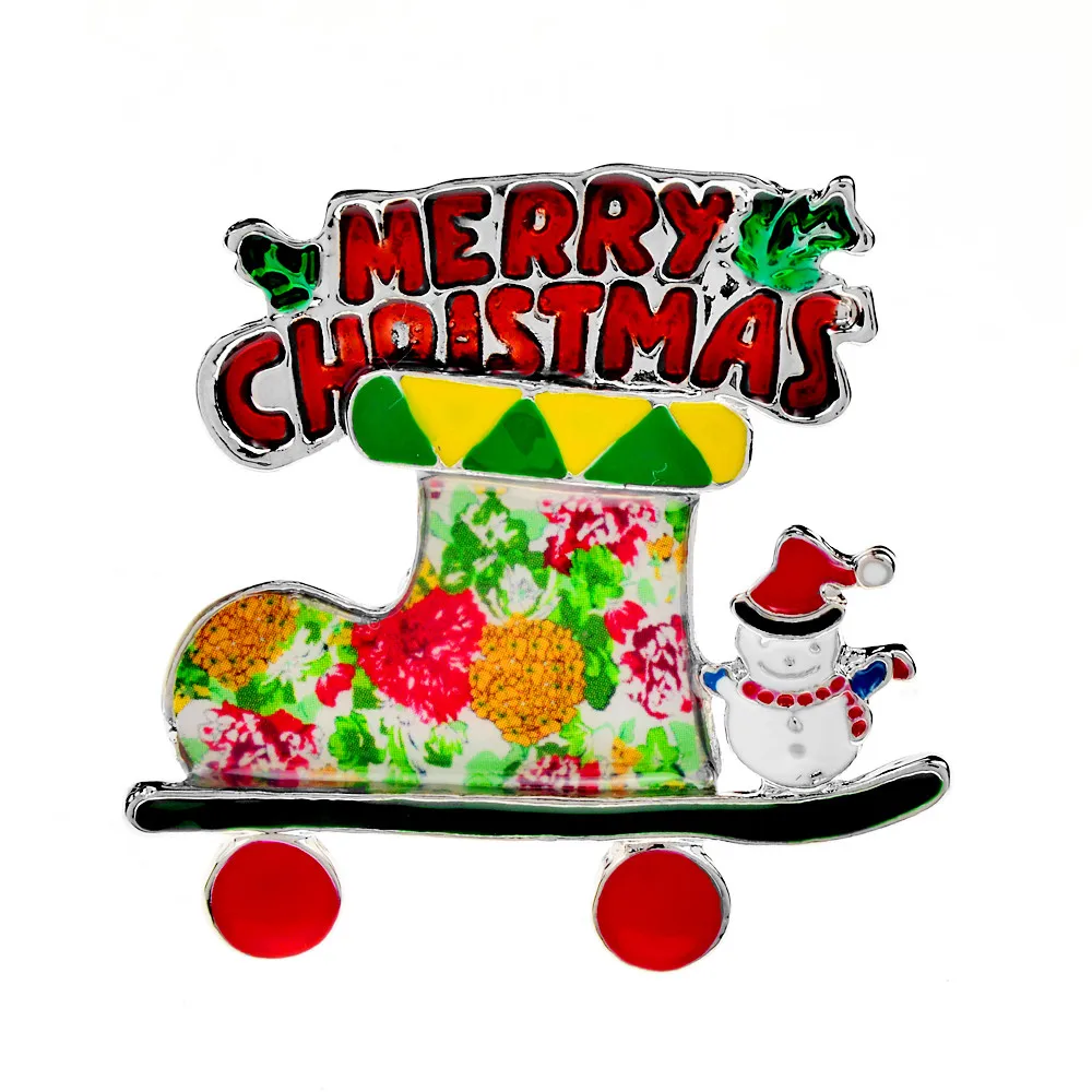 

CINDY XIANG Enamel Boot And Snowman Brooch Christmas Pin Fashion Jewelry New Arrival 2021 Coat Kids Accessories High Quality
