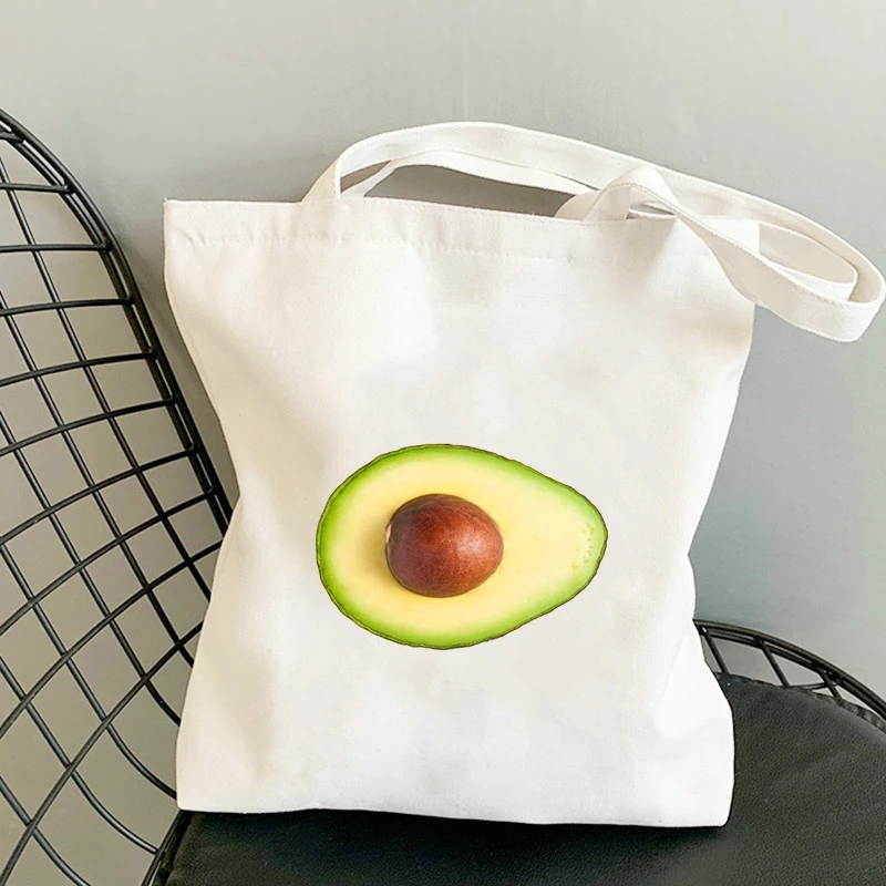 

Avocado Canvas Bags Folding Shopping Bag Handbag for Girls Shopper Grocery Women Designer Handbags Customizable Logo White Eco