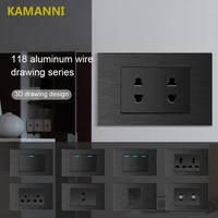 kamanni brushed aluminum black 118 series function key frame combination wall switch socket button light switch
