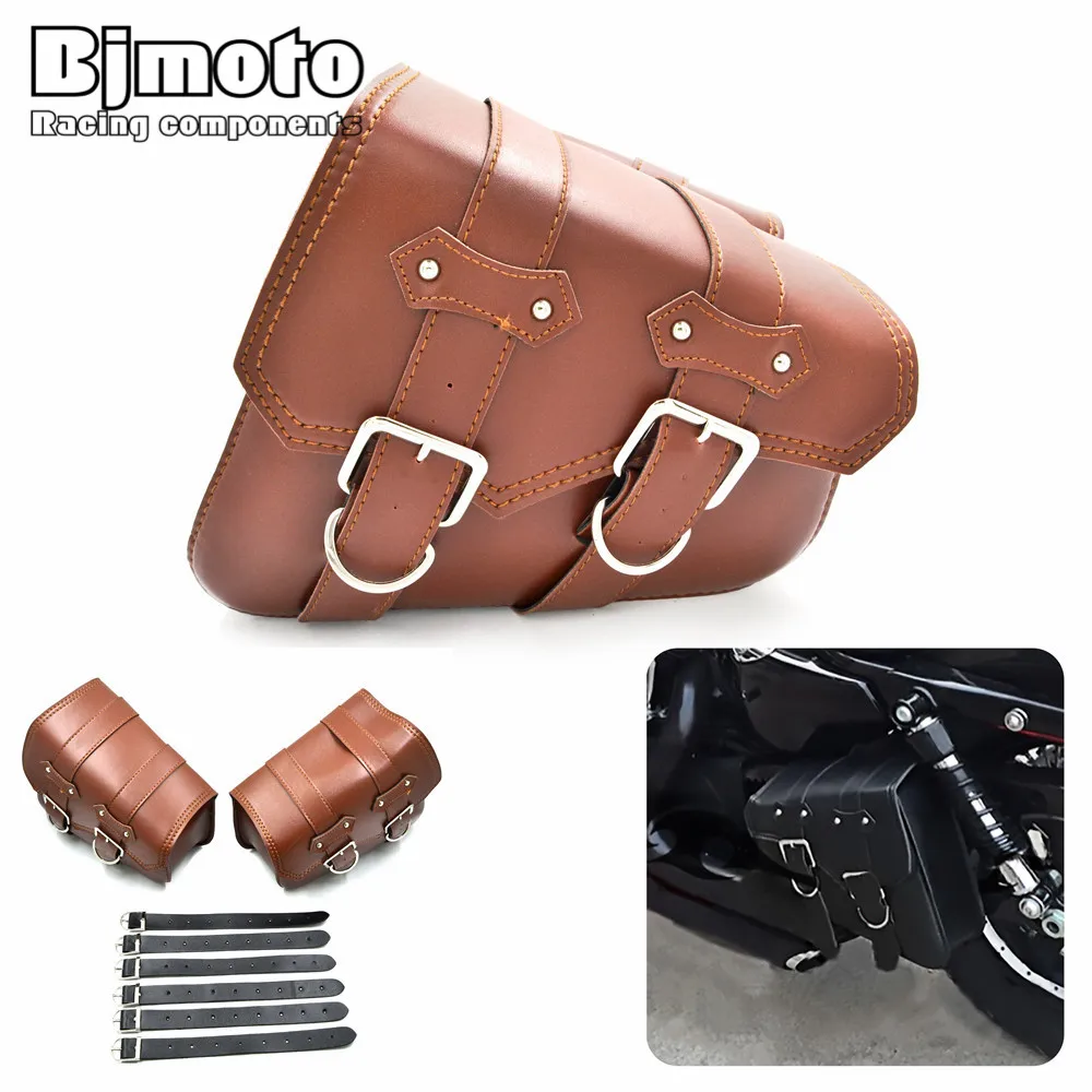 BJMOTO из искусственной кожи мотоцикл инструмент седло сумки универсальные боковые сумки багаж водонепроницаемый Чоппер поплавок круизер ATV