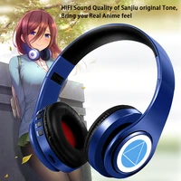 miku nakano sanjiu cosplay bluetooth headset 5 0 over ear stereo anime headphones for mobile phone