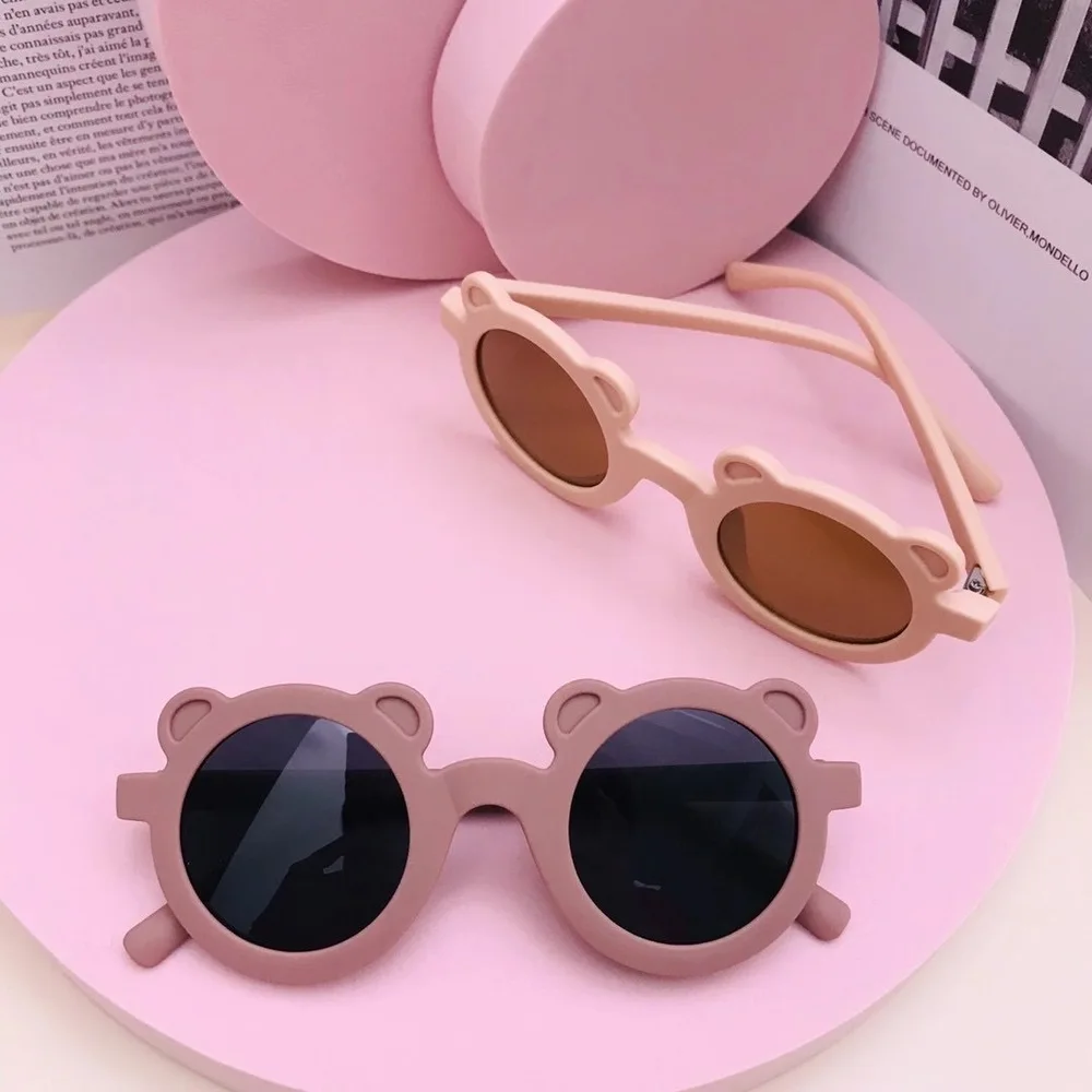 

Gafas de sol con forma de oso para ninos y ninas, lentes de sol infantiles con forma de oso, redondas, de estilo urbano, bonitas