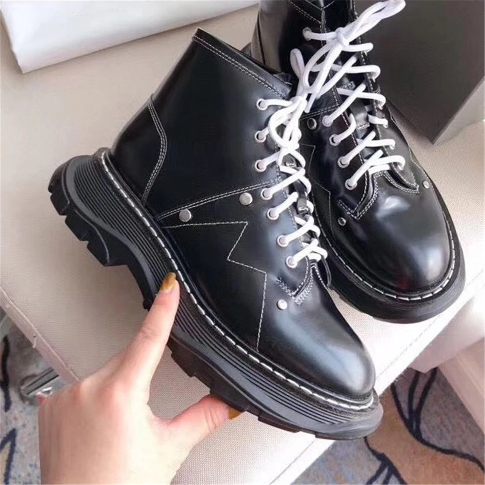 

2020 New Autumn/Winter Women's Shoes Solid Outdoor Antiskid Women's Boots High Quality Genuine Leather Soft Mature Lady Boots