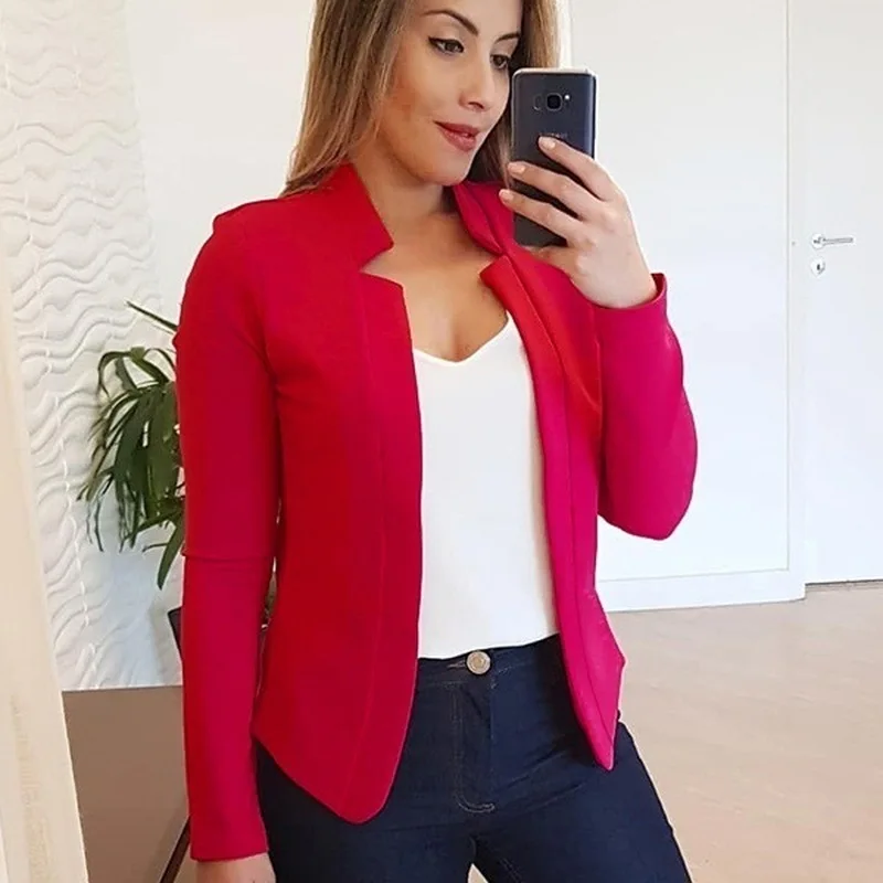 

2020 Autumn Spring Jacket Women's Blazers Thin Fabric Office Leisure Long-Sleeve Slim Business Suit Solid Women Suits Jackets