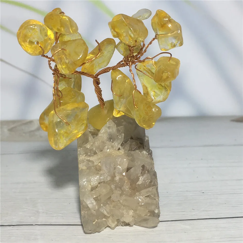 

Natural Crystal Cluster Quartz And Lucky Tree Skulls Home Decoration Feng Shui Healilng Stone Point Hand-Made Cranium