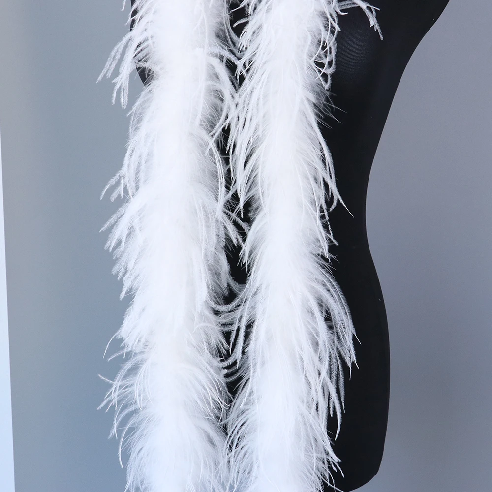 27 Colors Dyed Ostrich feather boa White feathers Shawl Scarf Ribbon For Wedding Party Dress Decoration Crafts 2Meters