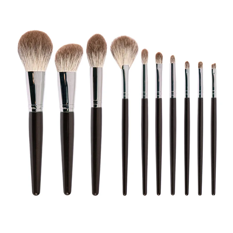 10Pcs Makeup Brushes Set Snow Fox Hair Make Up Tool Loose Powder Blush Contour Highlight Make Up Brush Beauty Tools