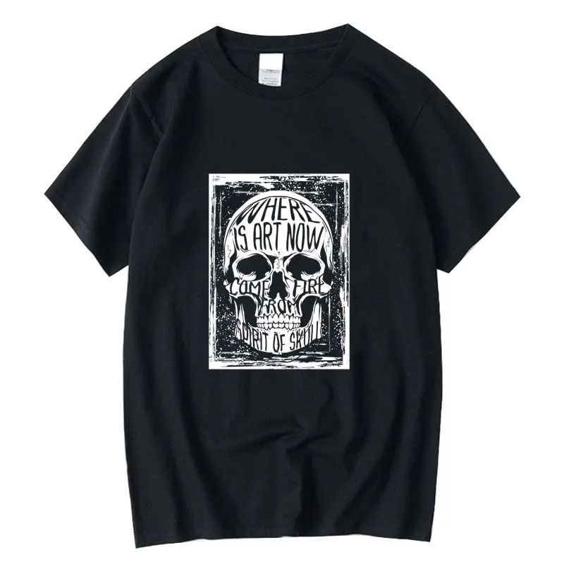 

Men's top quality 100% cotton casual punk men T shirt short sleeve cool skull printed summer tshirt male loose tops tee shirts