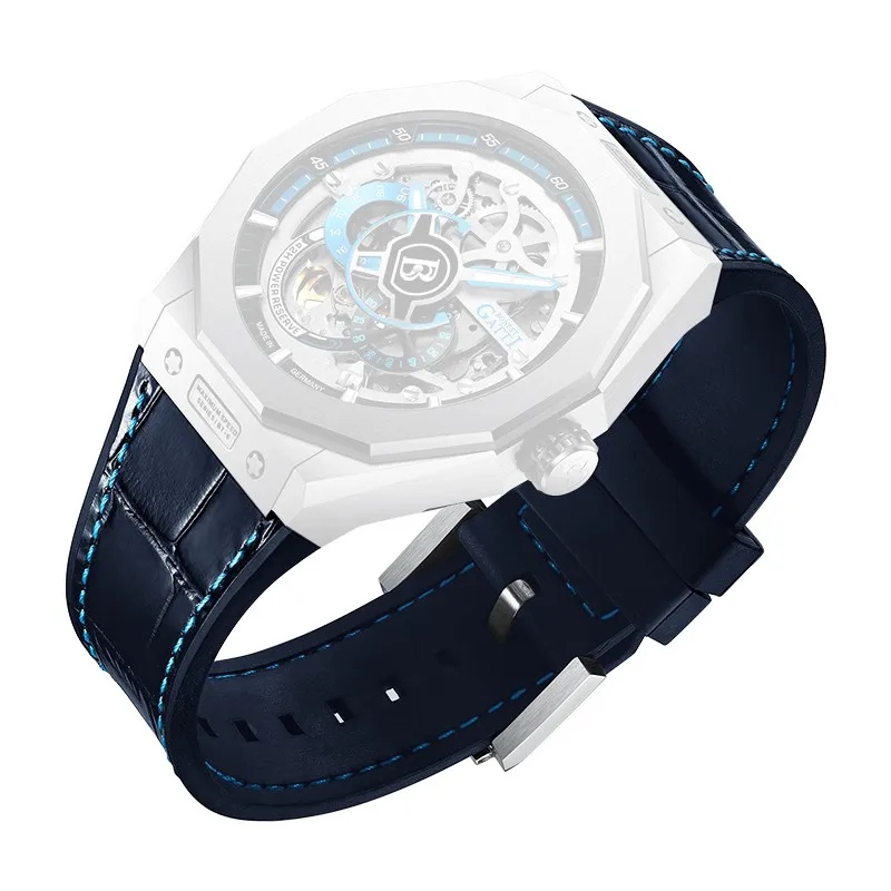 

GATTI High Quality Men Watch Leather Strap Green Top Brand Luxury Fashion Popular Rubber Watch Strap Blue Red Yellow Watch Bands